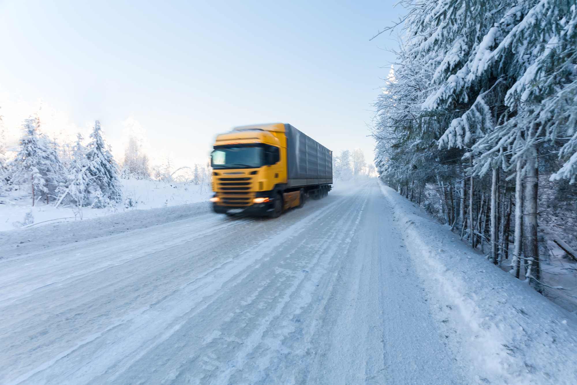 Truck delivering to Alaska during winter