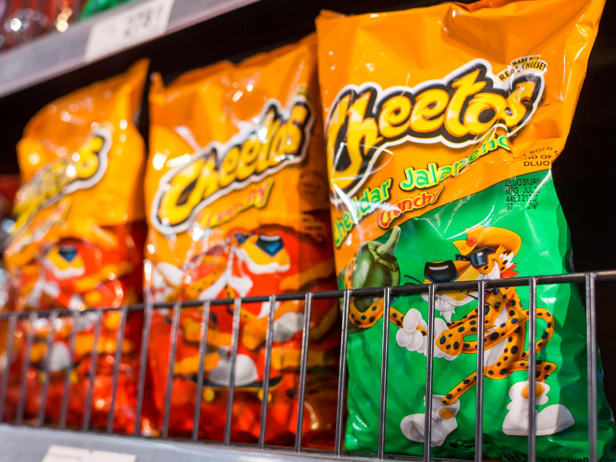 Cheetos on a shelf
