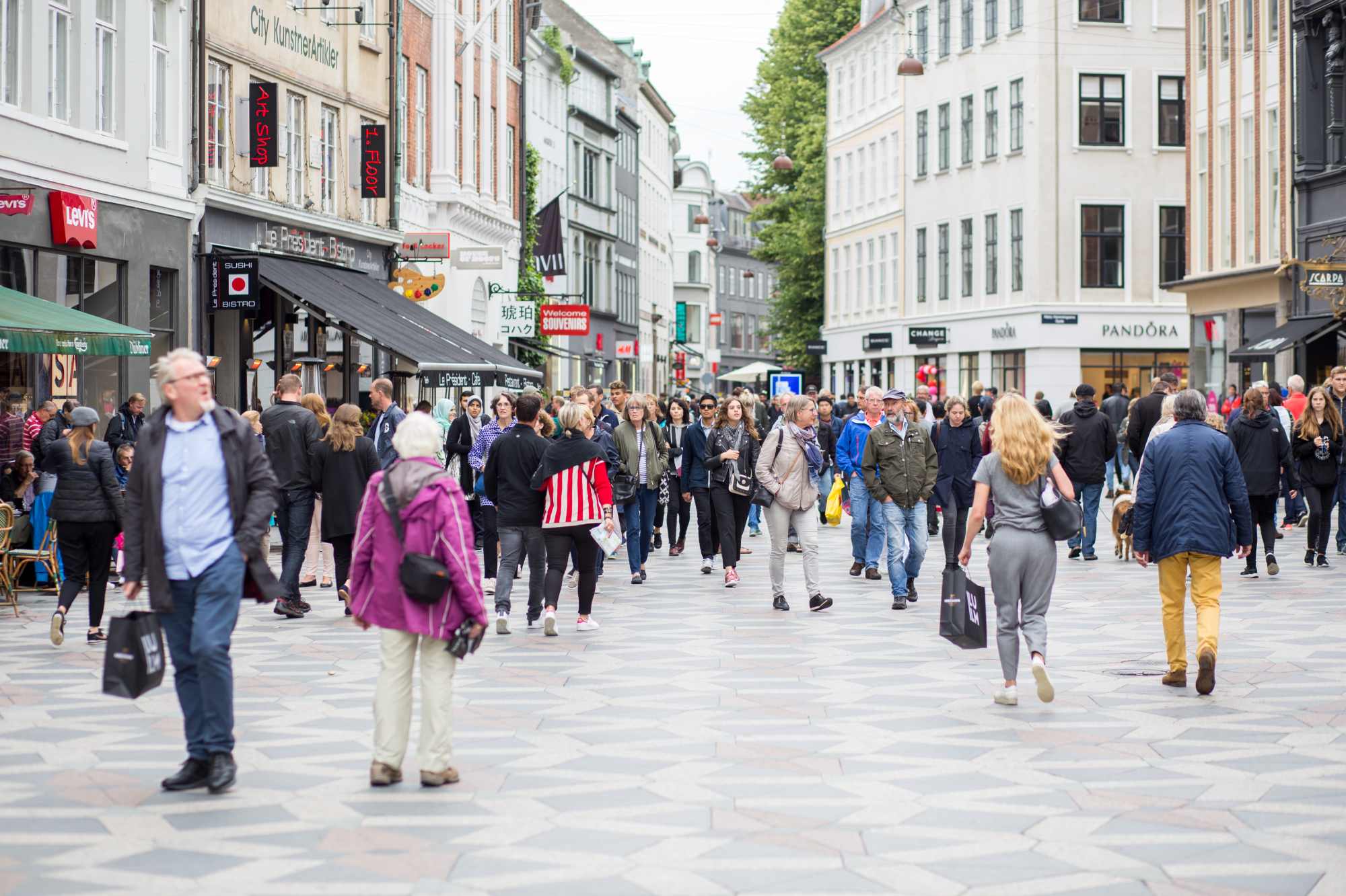 Main shopping street Stroget in Copenhagen, Denmark