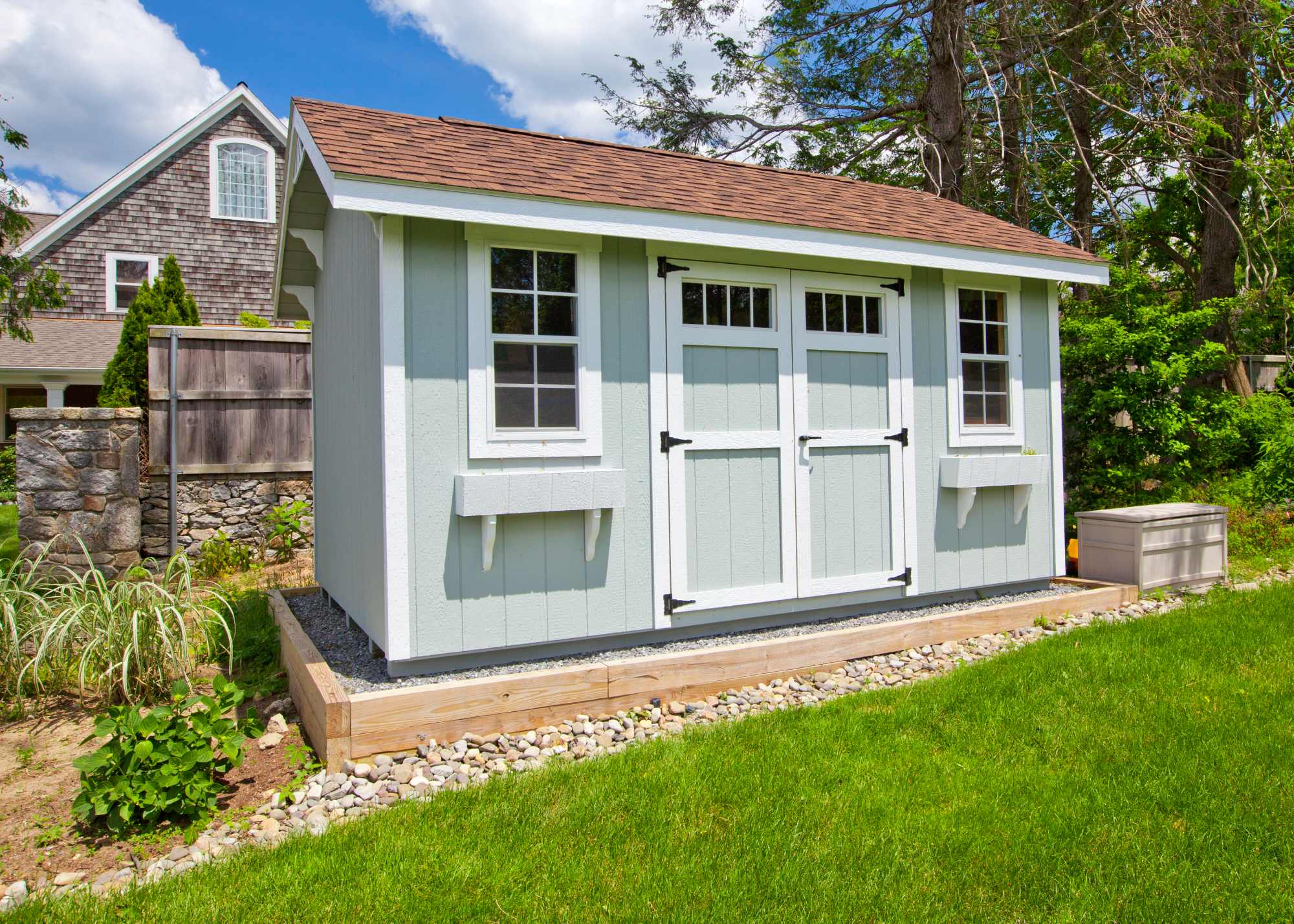 shed in a back garden