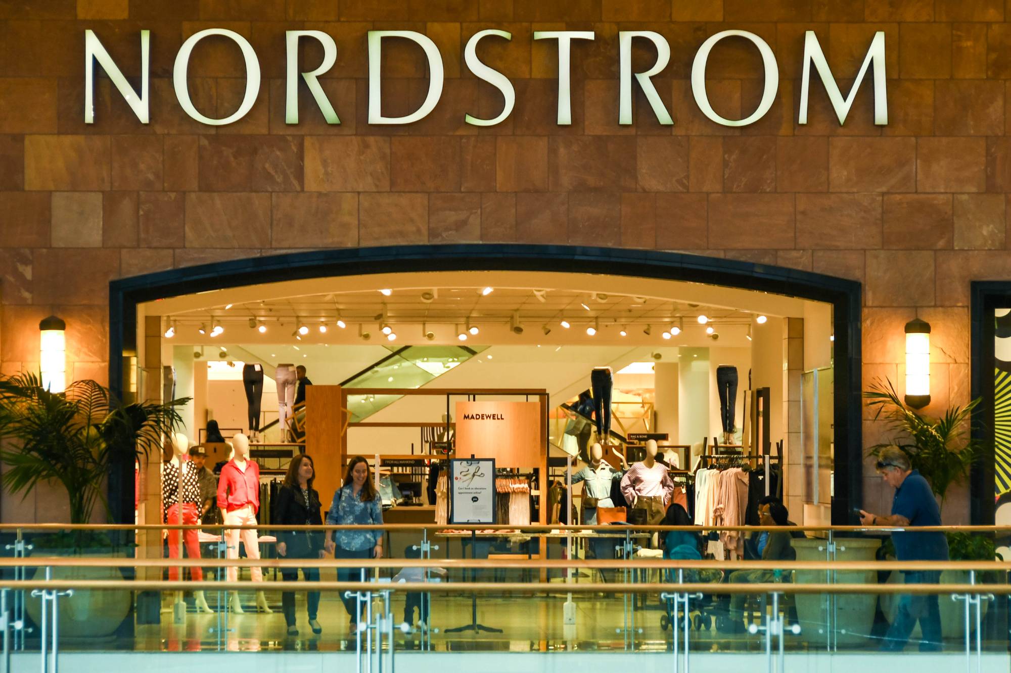 outside of a Nordstrom store in a shopping mall.