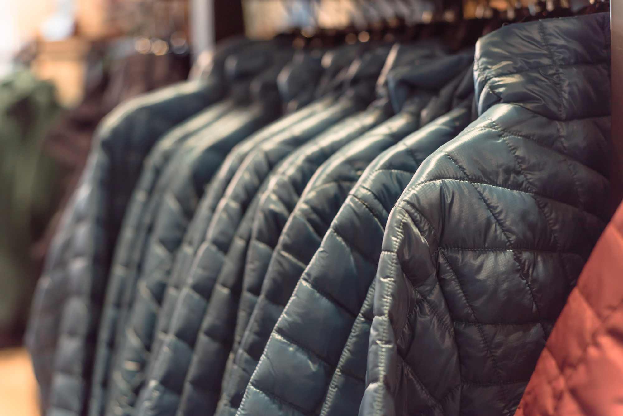insulated jackets on rack