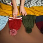 a collection of winter hats