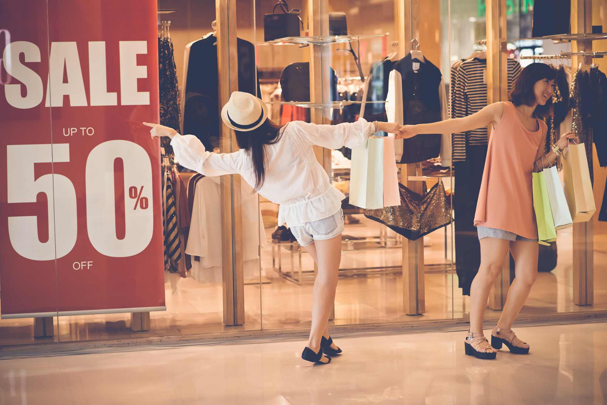 shoppers at a korean mall